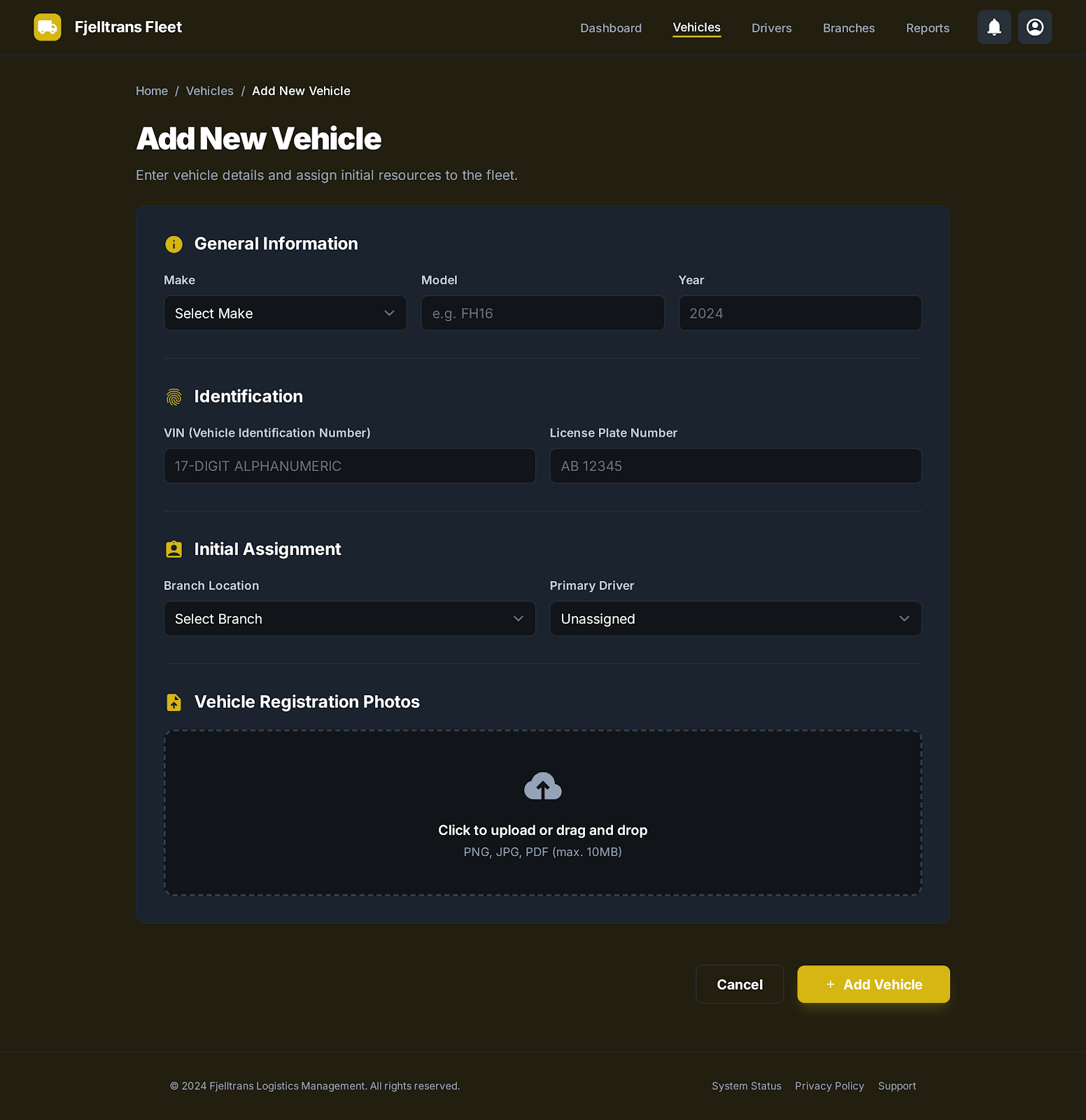 Fjelltrans Logistics & Fleet Management Platform - Web platform screenshot 4 - React, TypeScript development