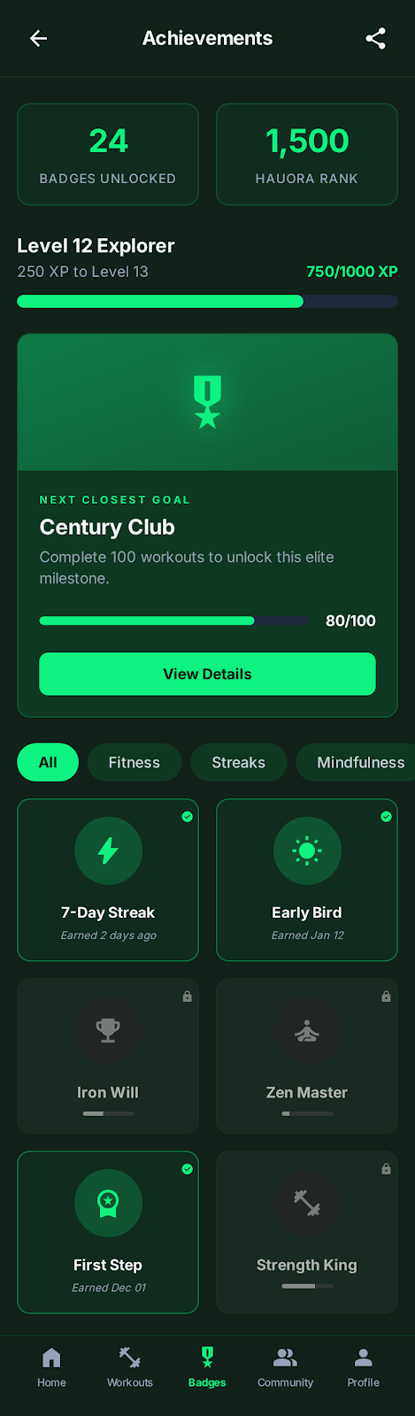 Hauora Fitness & Wellness Tracking App - Mobile app screenshot 4 - iOS, Android React Native app