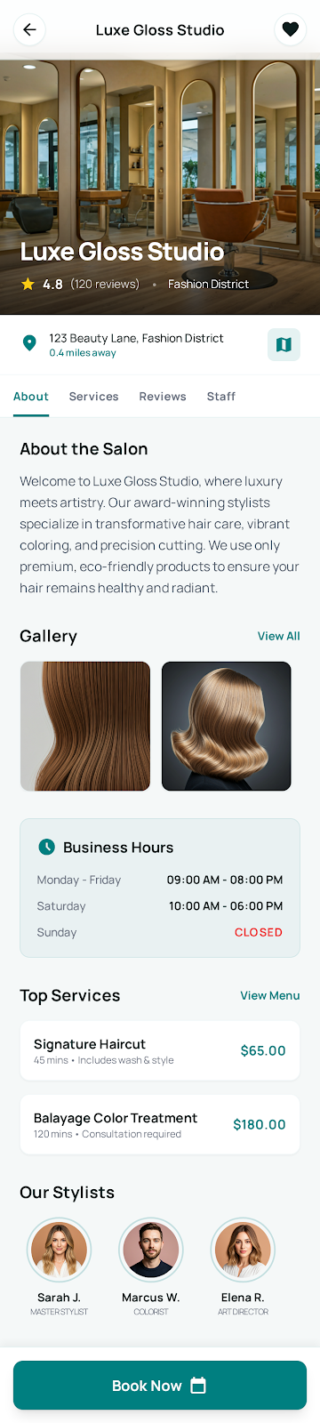 Horario Appointment Booking & Scheduling System - Mobile app screenshot 5 - iOS, Android React app