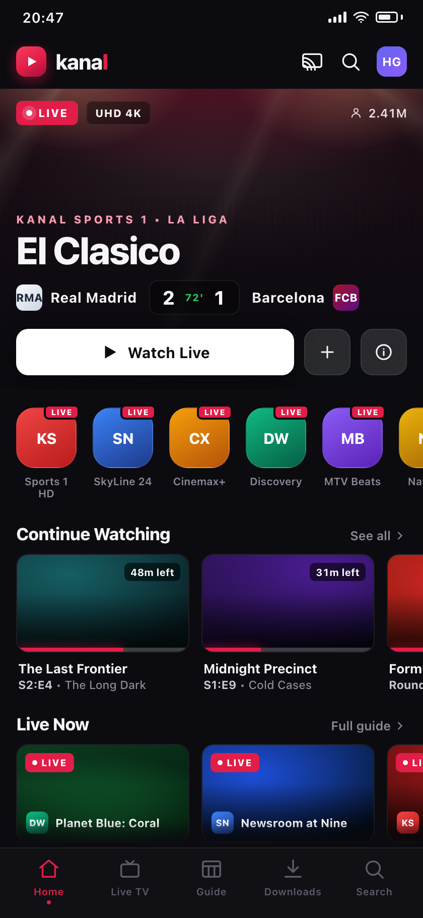 Kanal IPTV & Live TV Streaming App - Mobile app screenshot 1 - Android, iOS, Smart TV Android (Kotlin) app