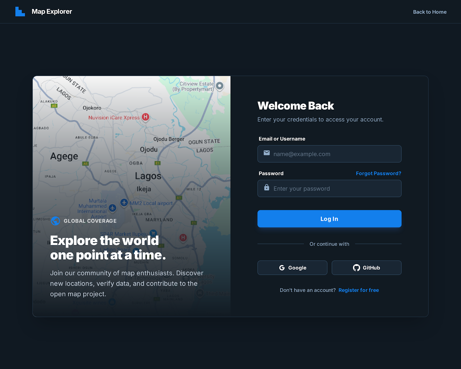 MapExplorer Community Location Discovery Platform - Web platform screenshot 7 - React, Next.js development