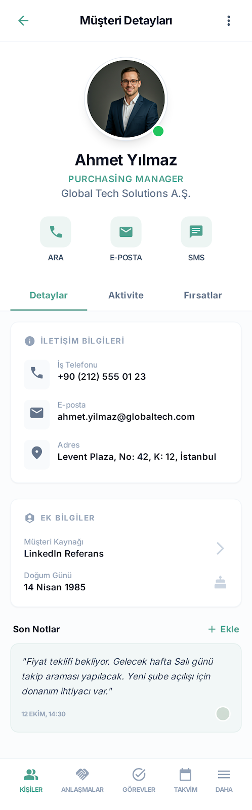 Musteri Customer Relationship Management System - Mobile app screenshot 4 - iOS, Android React app