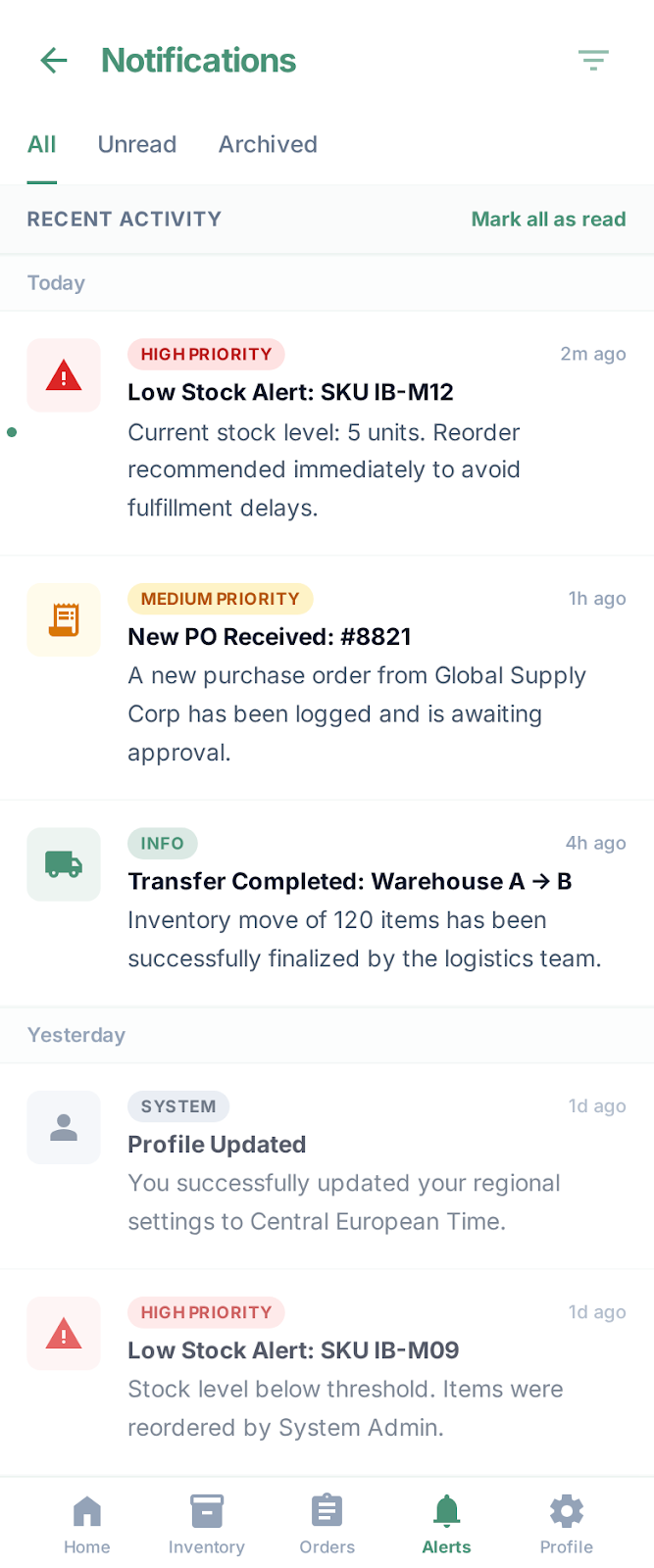 Voorraad Inventory & Warehouse Management System - Mobile app screenshot 5 - iOS, Android React app